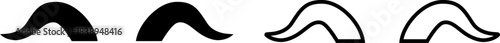 Logo design features four various mustache shapes in black and white on a plain background for a creative project presentation