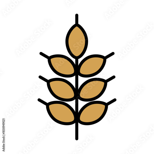 シンプルな金色の小麦シルエットアイコン