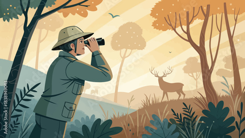 Park Ranger Observing Nature Vista