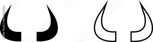 Icon design showing two horn shapes in black and white colors for logo creation and branding purposes