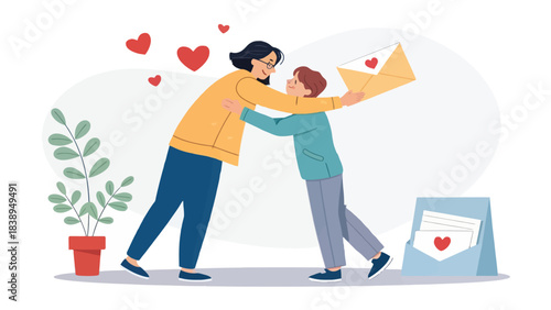 Writer with Greeting Card Isolated