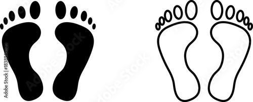 Footprints as logo designs on white background illustrating basic human anatomy