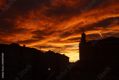 sunset over the city