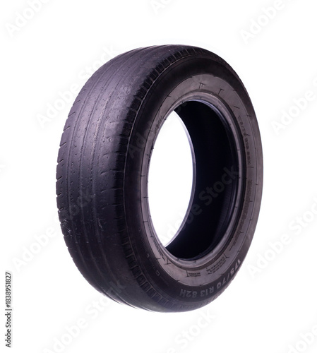 Old car tire isolated on a white background