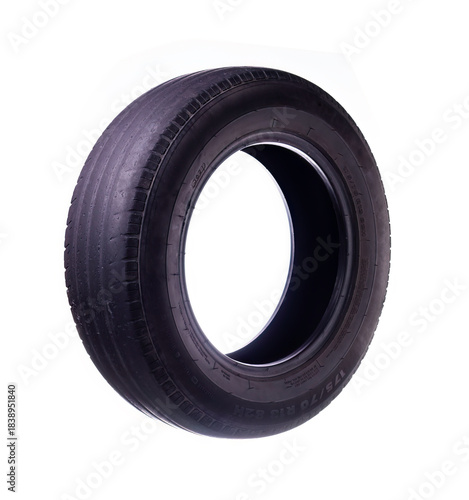 Old car tire isolated on a white background
