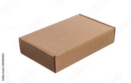 A small rectangular Cardboard box isolated on a white background