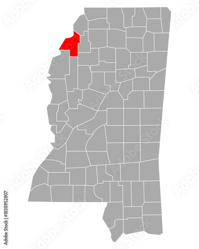 Karte von Coahoma in Mississippi