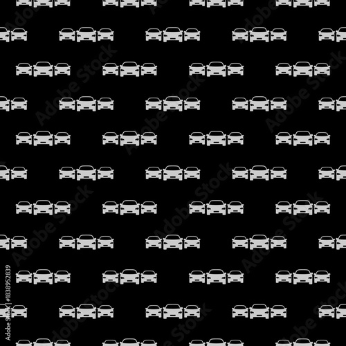 Car fleet seamless pattern isolated on black background