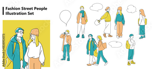 ファッション・ストリート人物イラストセット（全身）