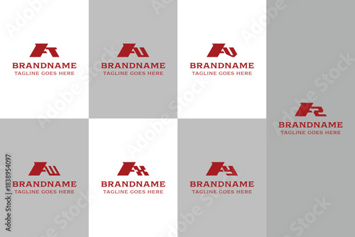 Letters AT AU AV AW AX AY AZ Monogram Logo Set, for business with TA UA VA WA XA YA ZA initials