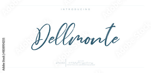 Dellmonte is a sophisticated modern script featuring smooth monoline strokes and stylish letterforms.