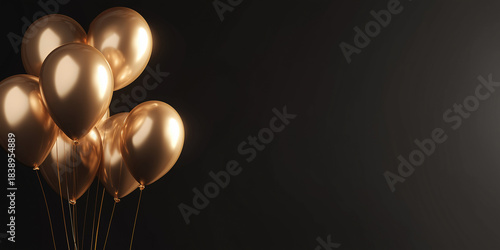 Festive Shiny Gold Balloons With Dark Backdrop