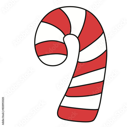 Candy Cane Illustration – Red and White Striped Christmas Treat
