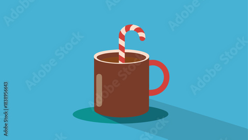 Hot chocolate with a candy cane inside mug