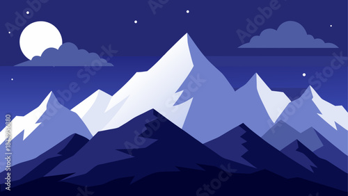 Mountains under the moonlight and starlight