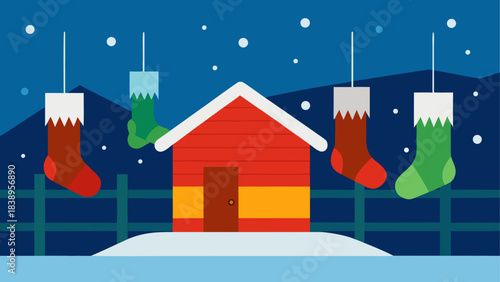 Christmas stockings hanging near house