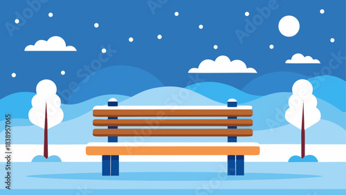 Illustration of a bench in a winter scene