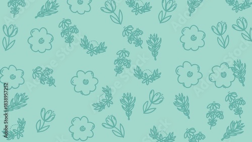 Floral pattern agriculture design with light blue repeating plants and flowers for naturethemed branding, stationery, and textile designs.