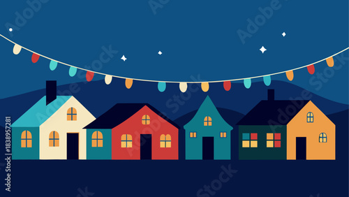Houses decorated with festive lightings