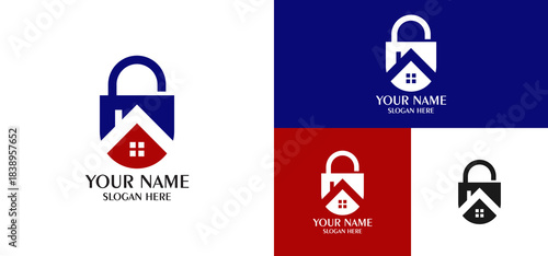 Secure Home Logo With Lock Emblem And House Symbol For Real Estate Security Brand