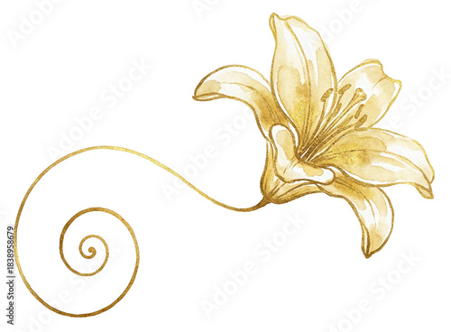 Golden Ratio Watercolor Lily – Minimalist Easter.