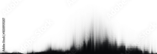 Vector halftone wave dot gradient smooth abstract texture. Grunge glitch background with  sound frequency oscillation.