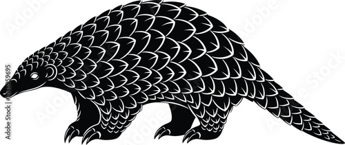 Detailed illustration of a pangolin walking on all fours