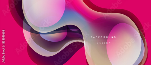 Abstract fluid shapes, vibrant pinks, blues blend. Modern design, smooth gradients create dynamic visual effect. Text reads background design.