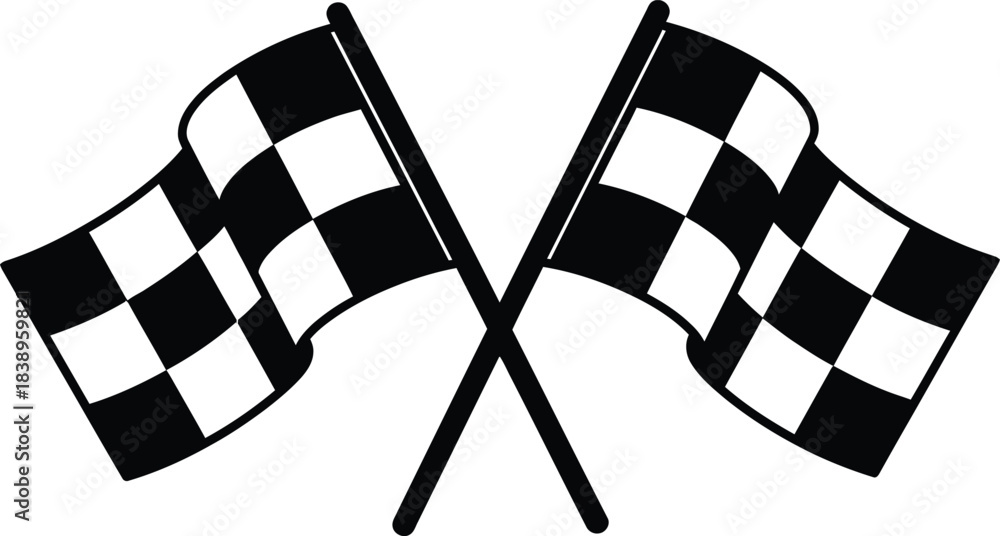 Fototapeta premium Two checkered racing flags crossed in a victory celebration