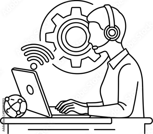 Remote IT support service vector illustration concept.