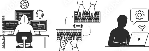 Remote IT support service vector illustration concept.