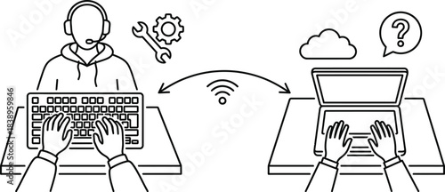 Remote IT support service vector illustration concept.