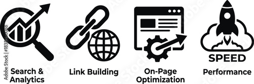 SEO optimization service icon set vector design