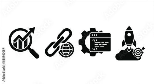 SEO optimization service icon set vector design