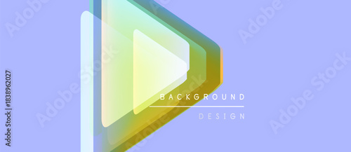 Abstract geometric design. Layered triangles create depth, golden hues dominate. Light purple background provides contrast. Minimalist style.