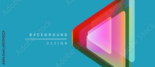Abstract geometric shapes overlap, creating vibrant color gradients on turquoise background. Modern design element for digital projects.