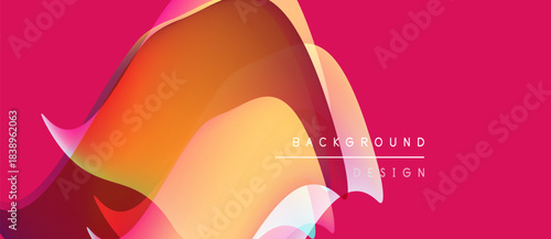 Abstract vibrant layers create flowing shapes. Pink, orange hues dominate design. Text reads background design. Modern aesthetic.