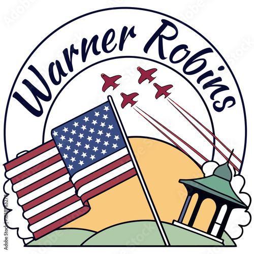 Warner Robins Flag and Pavilion – Air Show Georgia Illustration