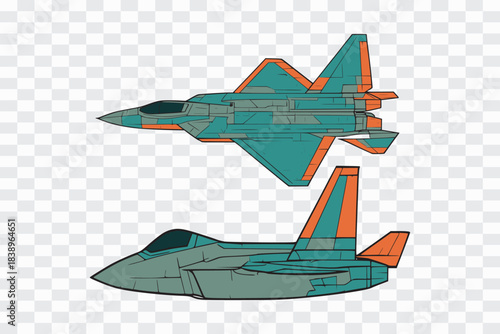 Modern Stealth Fighter Jets in Flat Style