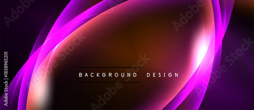 Abstract waves, vibrant pinks, oranges blend. Dark background creates dramatic visual effect. Text reads background design.