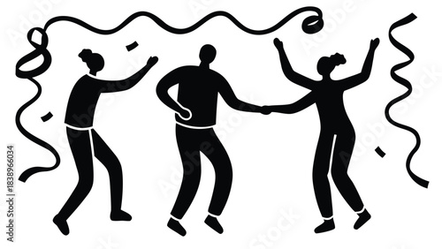 vector illustration of a couple silhouette people vector dance illustration running art dancing black design icon party