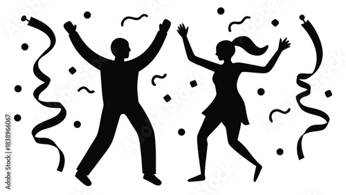 vector illustration of a dancing couple silhouette dance vector evolution people illustration art boy music dancing party design icon 