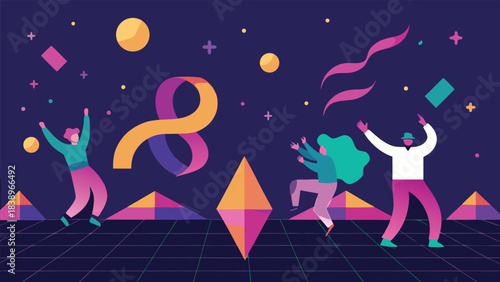 happy new year celebration christmas night vector illustration party snow star dance people silhouette woman art dancing design 