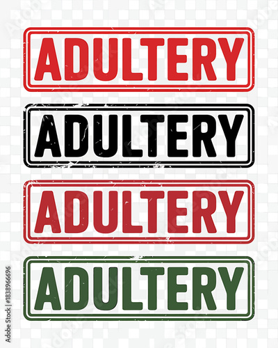 Adultery grunge rubber stamp set with distressed texture effect.