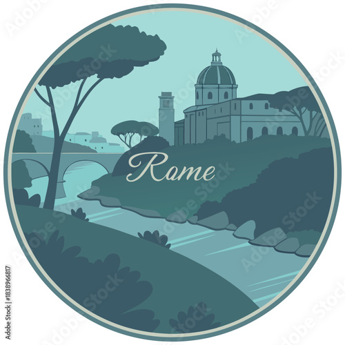 Rome Georgia Riverside – Minimal Landscape with Cathedral