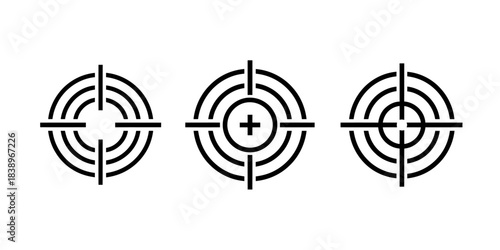 Target icons set: precision, accuracy, focus, aim, crosshair graphics
