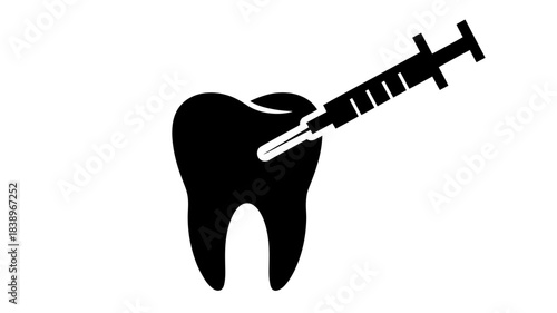 Dental anesthesia procedure: tooth and syringe icon treatment