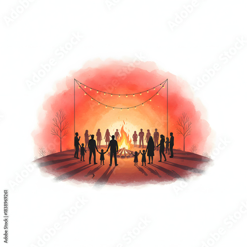 Global business team silhouettes in a blue city sunset design vector