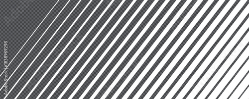 Striped line vector pattern with diagonal gradient fade and transparent bg. The gradient transition lattice builds abstract geometry with alternating gradation and clean space.
