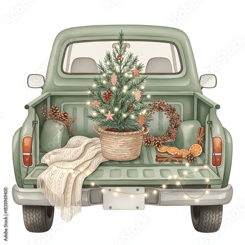 vintage car with flowers Christmas deco